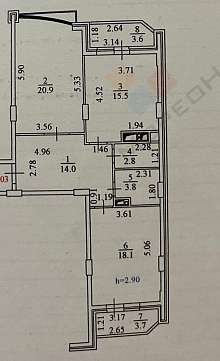 2-комнатная, 75 м2