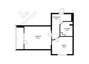 1-комнатная, 47.6 м2