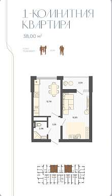 1-комнатная, 36.4 м2