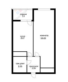 1-комнатная, 35.7 м2