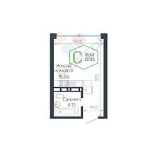 Студия, 22.8 м2