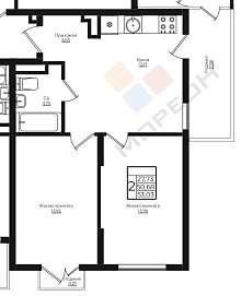 2-комнатная, 52.96 м2