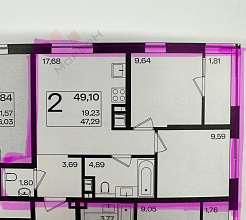 2-комнатная, 49.1 м2