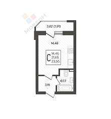 Студия, 25.5 м2