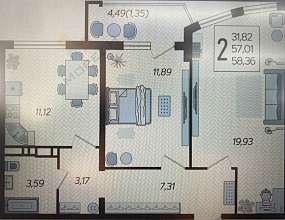 2-комнатная, 58.4 м2