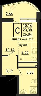 Студия, 26.04 м2