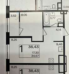 1-комнатная, 36.15 м2