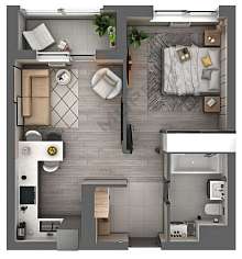 1-комнатная, 38.3 м2