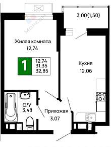1-комнатная, 31.35 м2