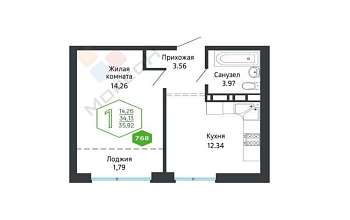 1-комнатная, 35.9 м2
